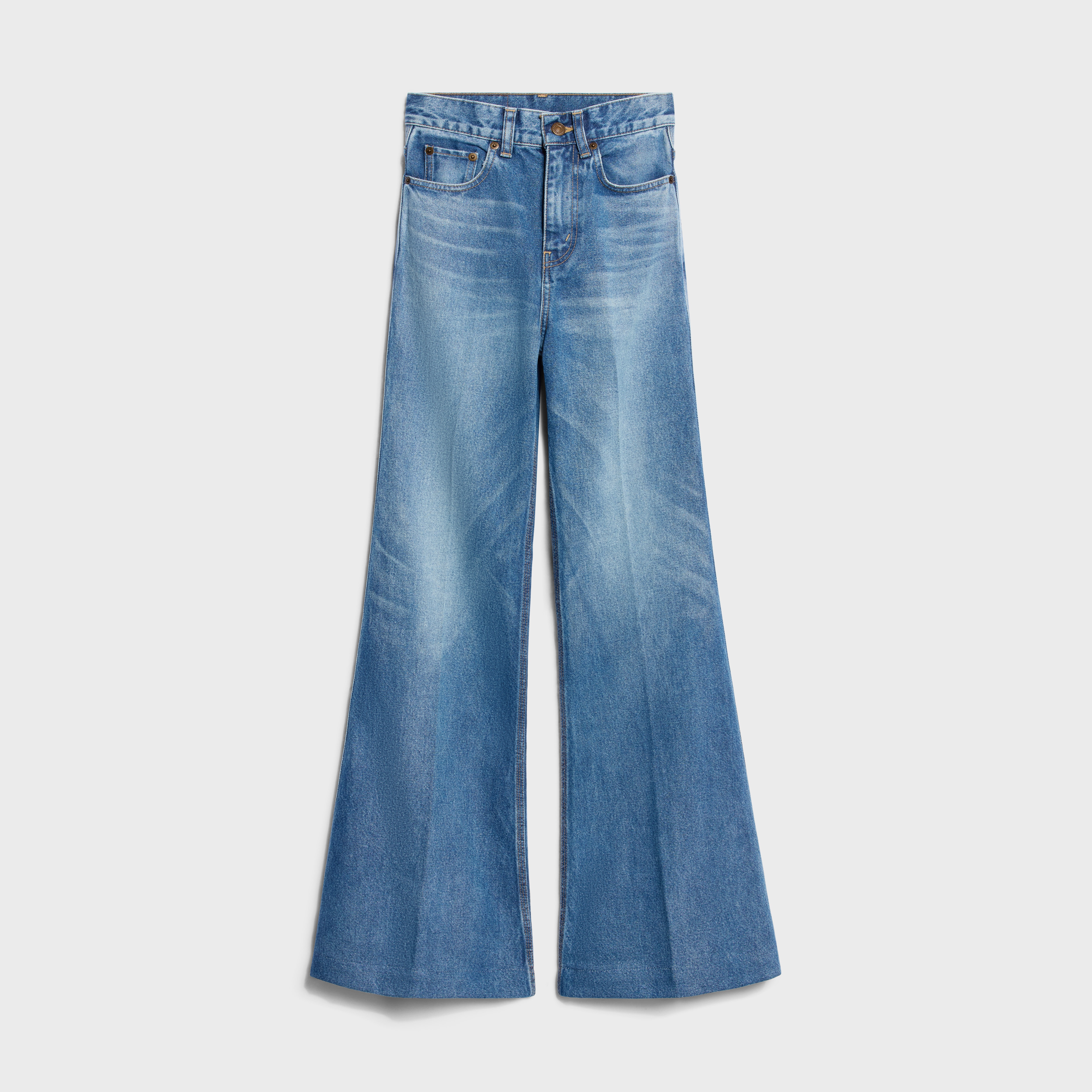 パンツ 00s cow leather pockets flared denim Y2K FLARE JEANS 003 IN COTTON TWILL - HONEY BLUE WASH | CELINE